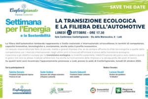 TRANSIZIONE ECOLOGICA E FILIERA DELL’AUTOMOTIVE: LUNEDI 23 OTTOBRE, ALLE ORE 17.30, PARTECIPA AL WORKSHOP